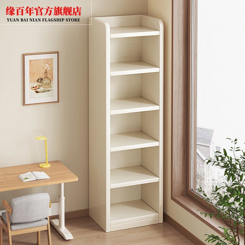 实木书架一体靠墙落地置物架家用儿童收纳柜储物柜子学生多层书柜