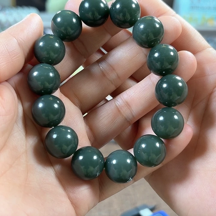 和田玉手链未镶嵌新疆且末蓝卡16