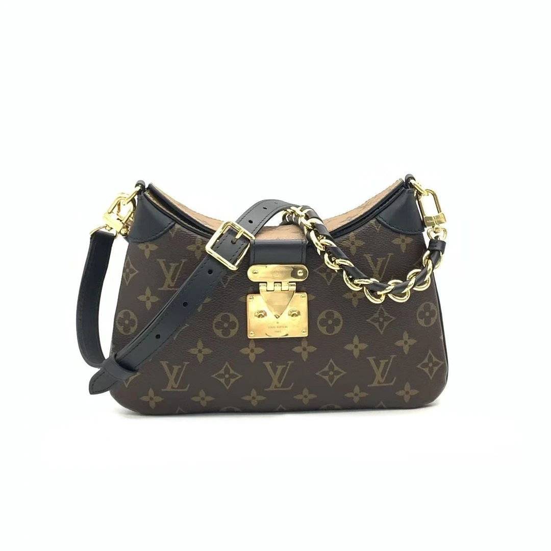 99新 LouisVuitton/路易威登 【安则专属】老花拼黑twinny牛角包