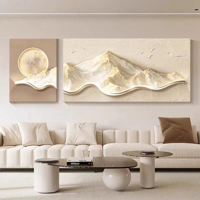 金色客厅沙发背景墙装饰画轻奢卧室挂画70190