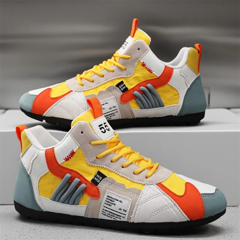 森刻25秋季休闲德训鞋复古低高帮拼色板鞋皮面软底轻便薄底大码男