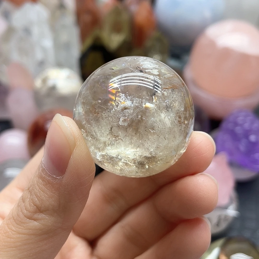 未镶嵌水晶珠宝半成品45茶黄球卡3.3mm微瑕