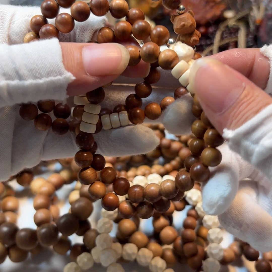 无事牌檀香木0.8.红黑肉情侣手串x2