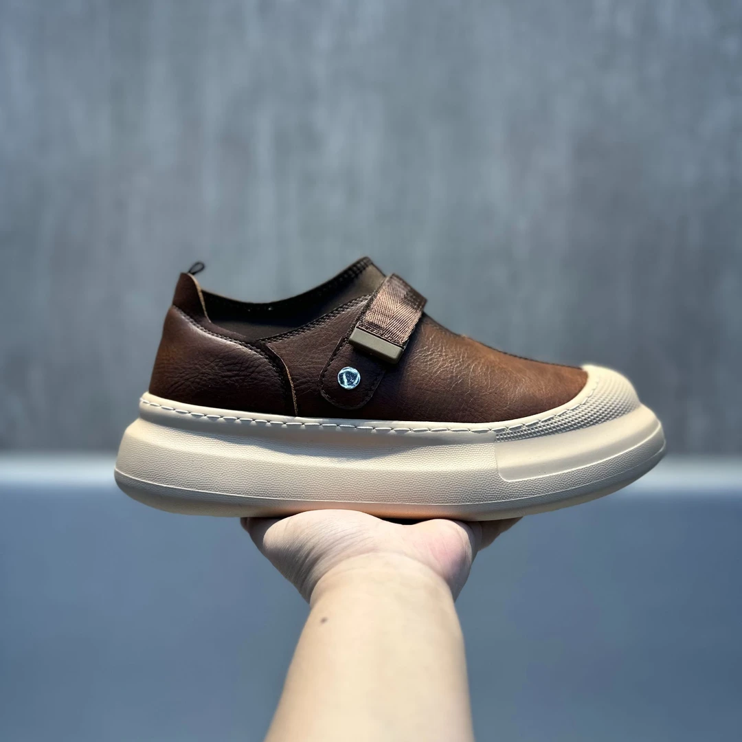 冬季新款时尚潮流单棉同款男士户外休闲鞋魔术贴加绒一脚蹬懒人鞋