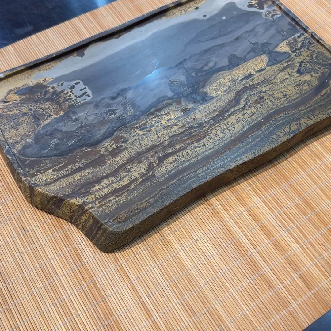 天然国画石干泡台25*15