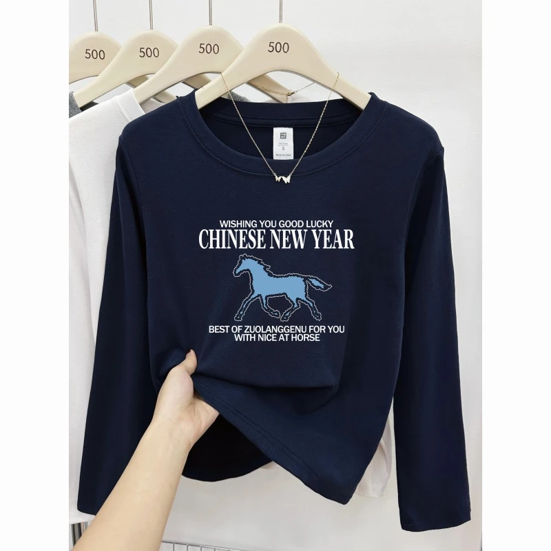 大码胖mm正肩长袖t恤女2025秋冬季内搭打底衫圆领时尚显瘦上衣潮