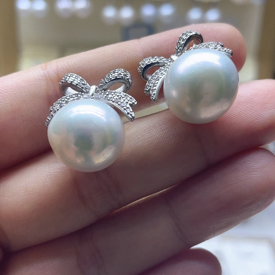 银S925镶嵌淡水珍珠耳饰