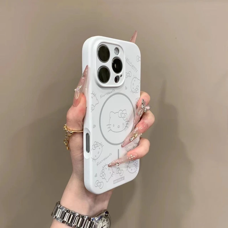 满屏KT猫液态硅胶磁吸适用苹果16promax手机壳iPhone15pro少女心