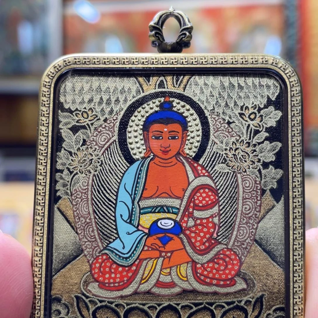 吊坠热贡纯手绘唐卡阿弥陀佛