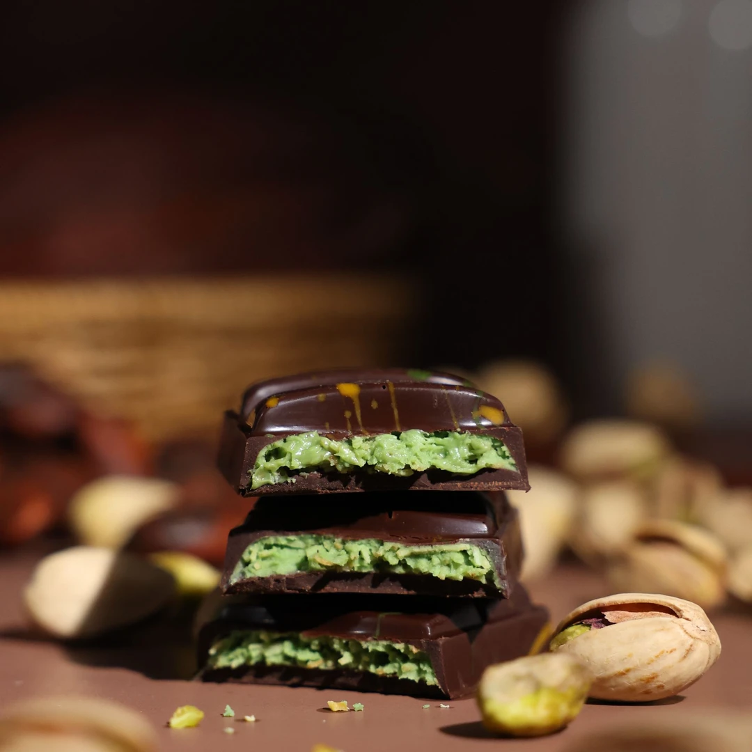 迪拜风味巧克力开心果酱夹心黑巧排块40g/条 坚果零食伴手礼