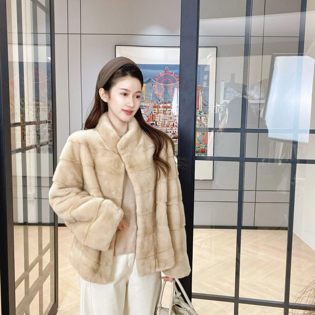 ZLeays林晓云-玄光-丹麦进口水貂高级质感立领外套XMXY568