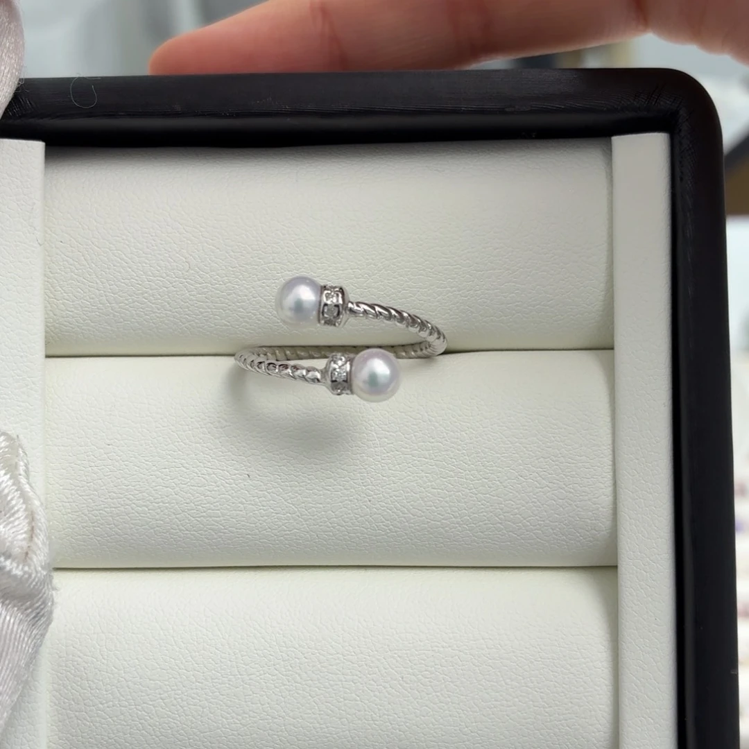 银S925镶嵌戒指淡水珍珠