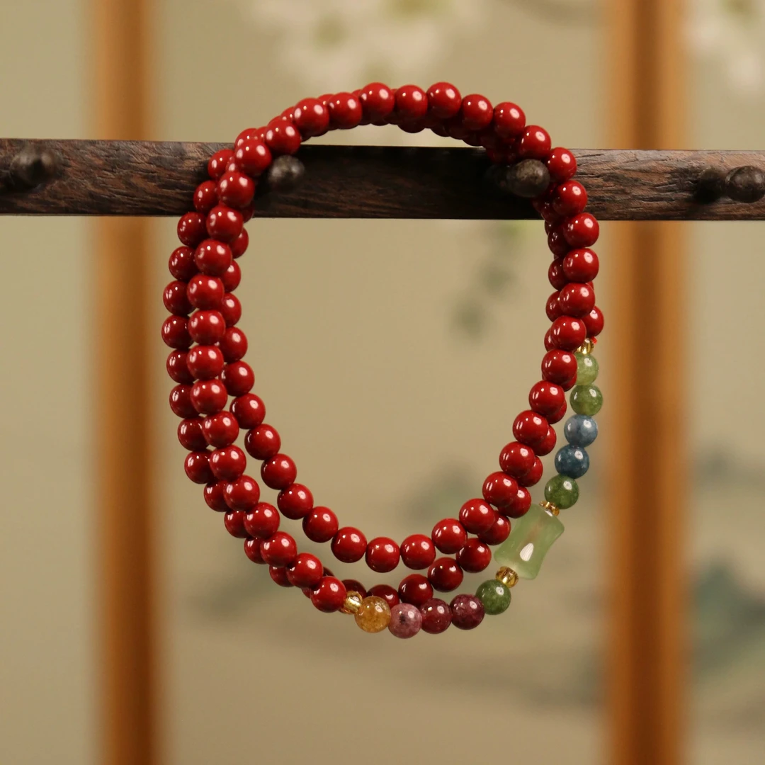 含辰砂工艺品多圈带竹节款