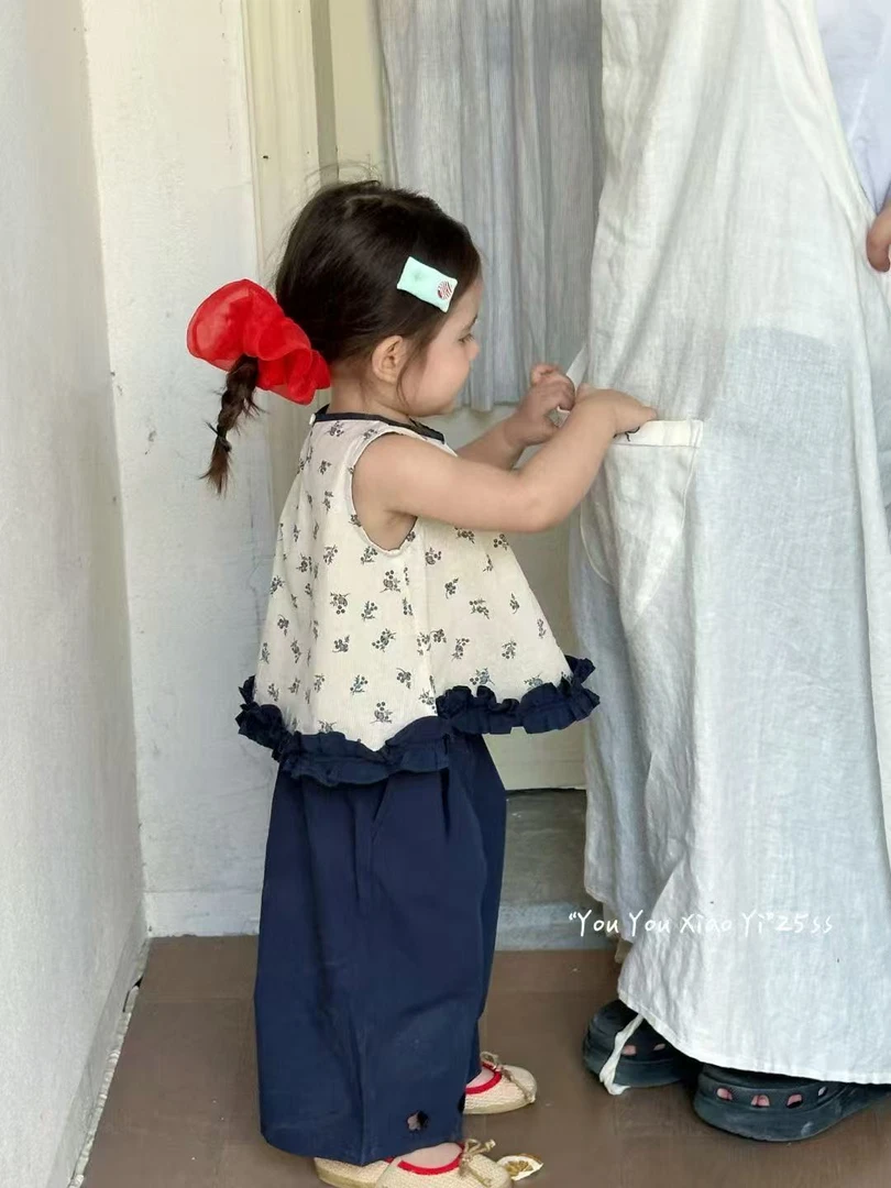 【米粒Kids】yyxy碎花上衣藏蓝裤套装YY 68121