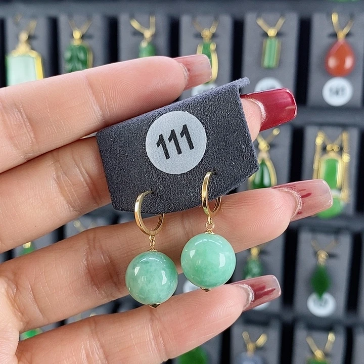 翡翠耳饰18K金镶嵌耳饰