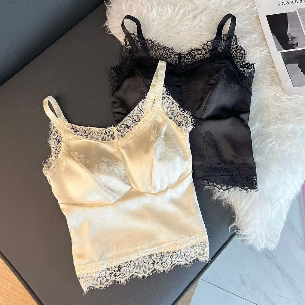 蕾丝蝴蝶带胸垫百搭吊带