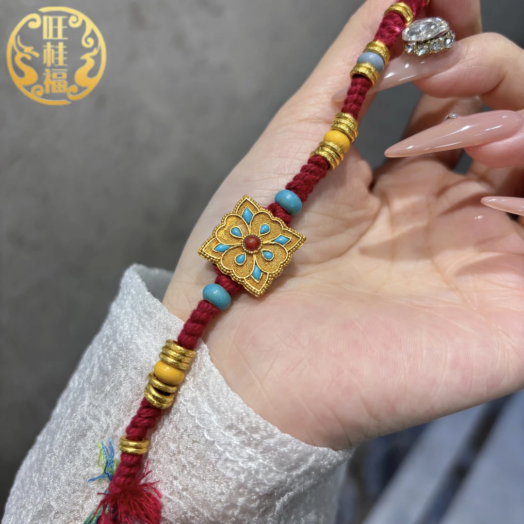 旺桂福传承珠宝足金炸珠手链19.15克