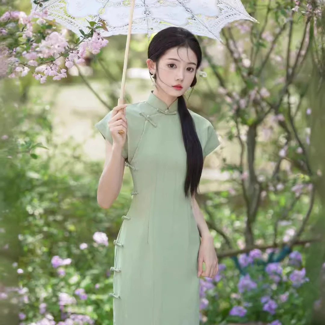 【2523 清风徐来 绿色】显瘦气质修身优雅复古中国风旗袍