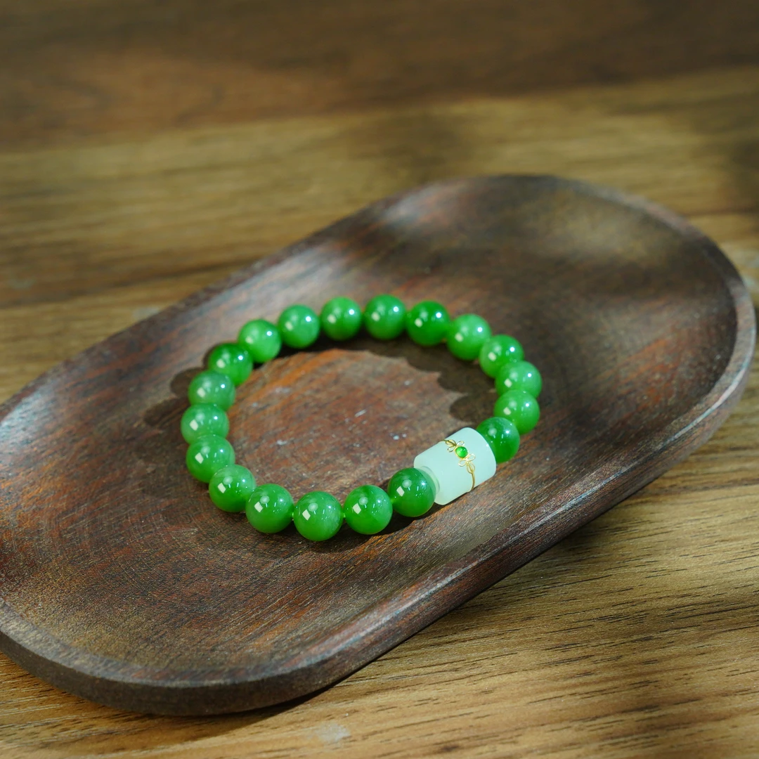 【睿泽赏宝】18K和田玉碧玉手串 12*11/9mm