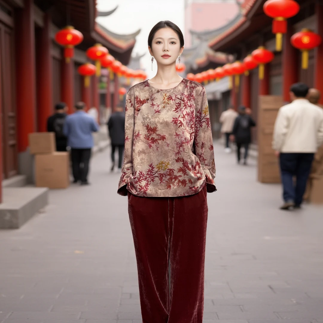 12012原创百搭丝绒休闲裤显瘦宽松高腰女裤时尚裤子女阔腿裤新款