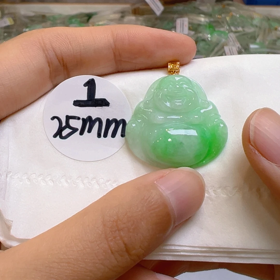 吊坠(不含链)18K金镶嵌翡翠