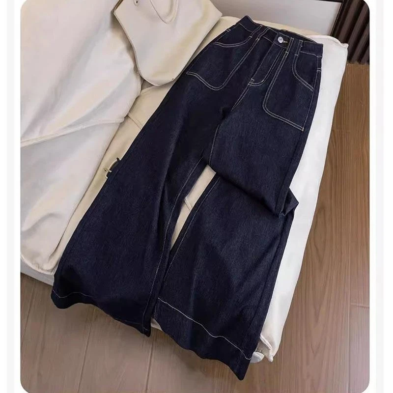 梨形身材直筒牛仔裤女2025年夏季大码胖mm高腰遮肉显瘦窄版阔腿裤