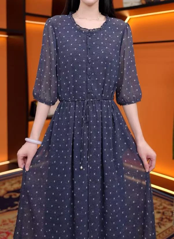 2025夏季新款时尚收腰春意盎然气质显瘦女士连衣裙#7998