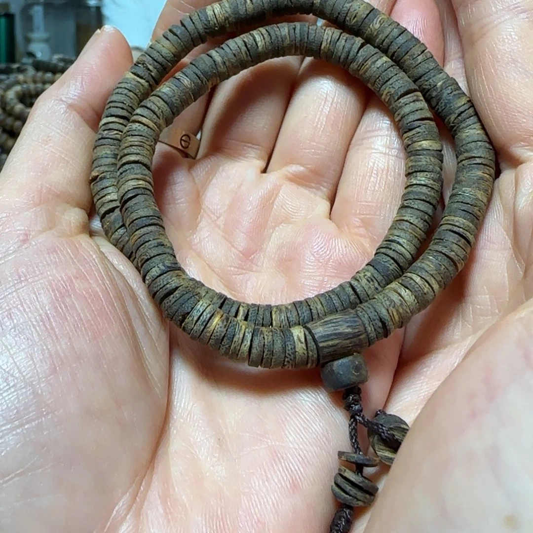 手串沉香绿奇楠沉香沉水片珠双圈 11克手串