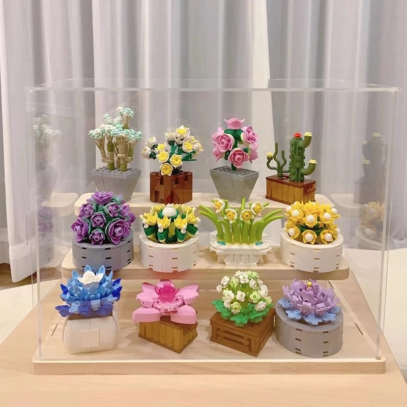 翔竣植物工坊多肉系列绿植拼装儿童女孩积木玩具节日礼物