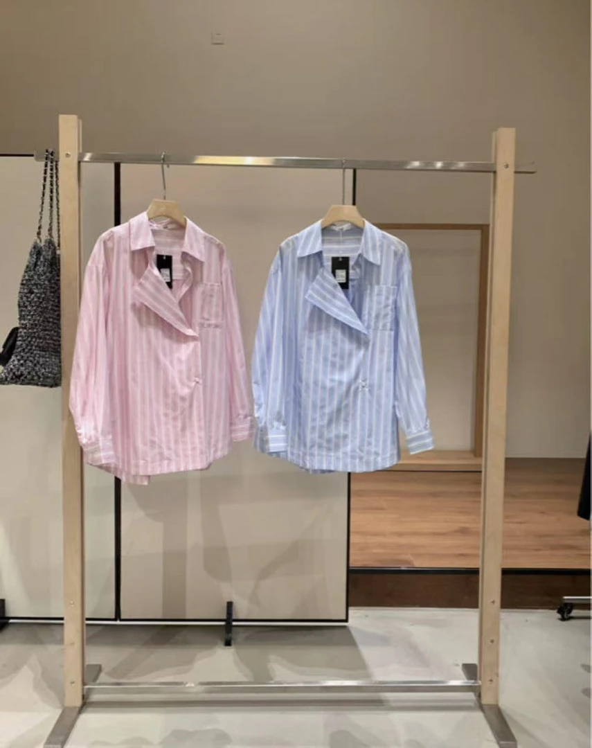 AJ福（1aj95029#）春天！彩色条纹不规则衬衫 3-19