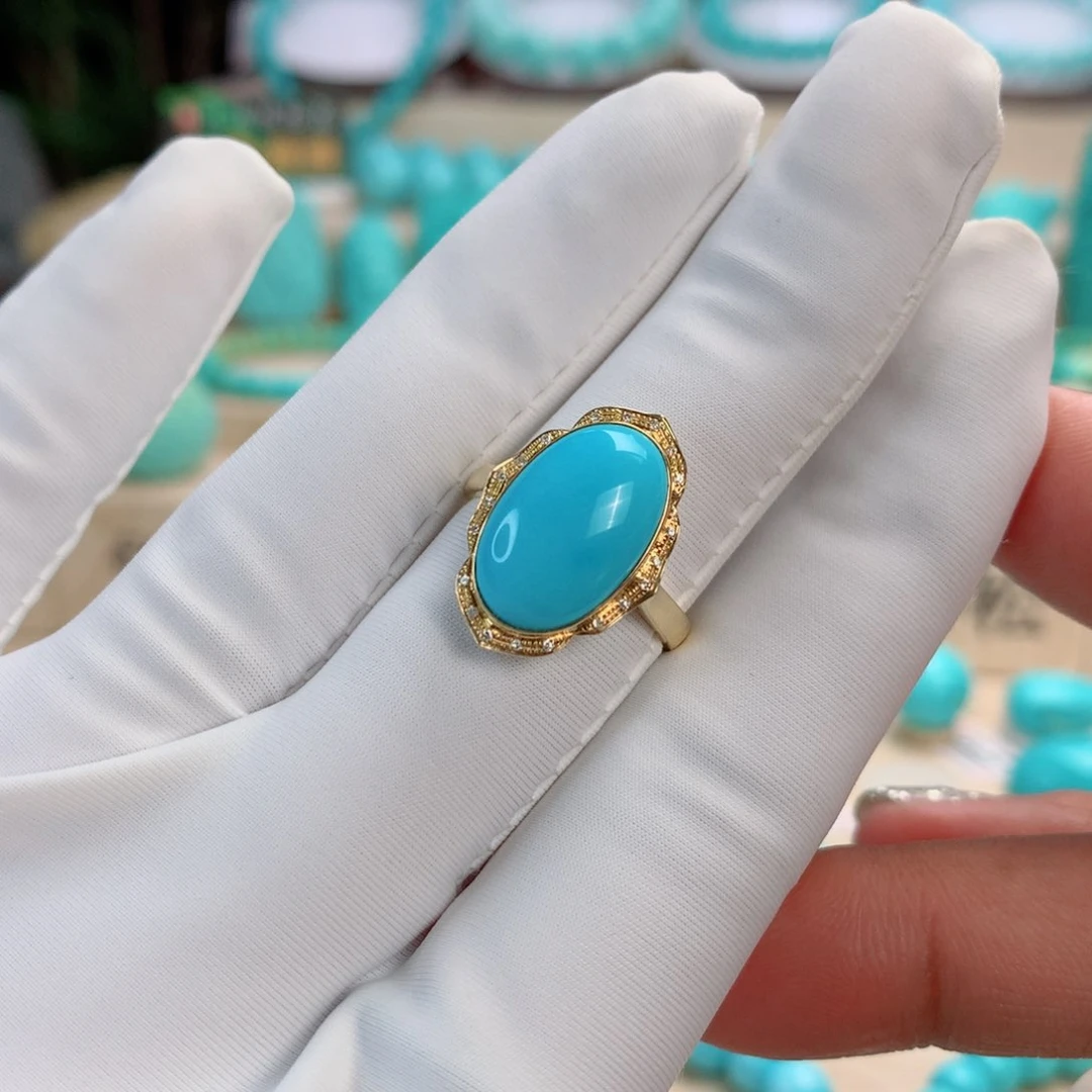 绿松石挂件18K金镶嵌