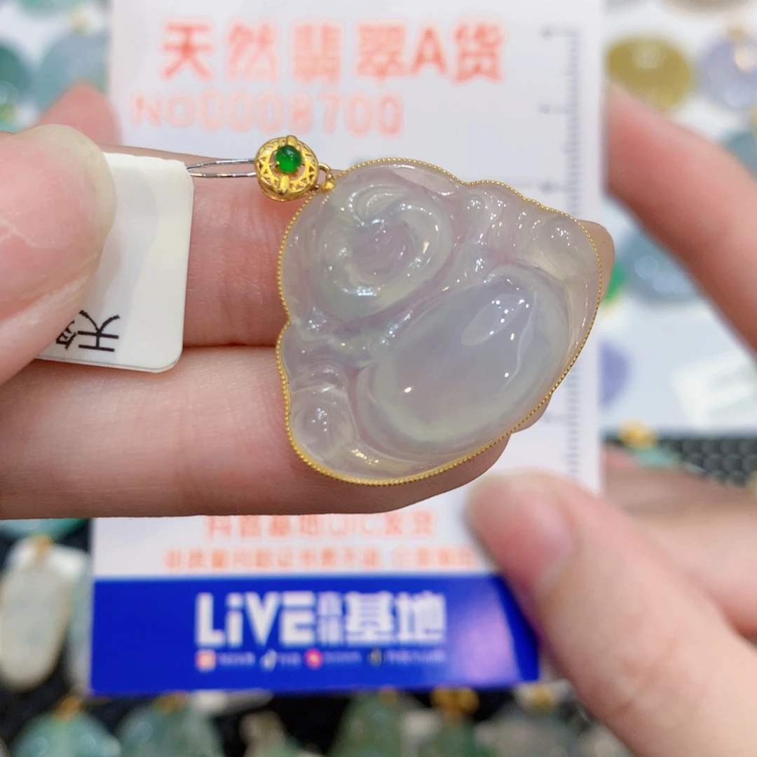 颈饰18K金镶嵌翡翠佛公