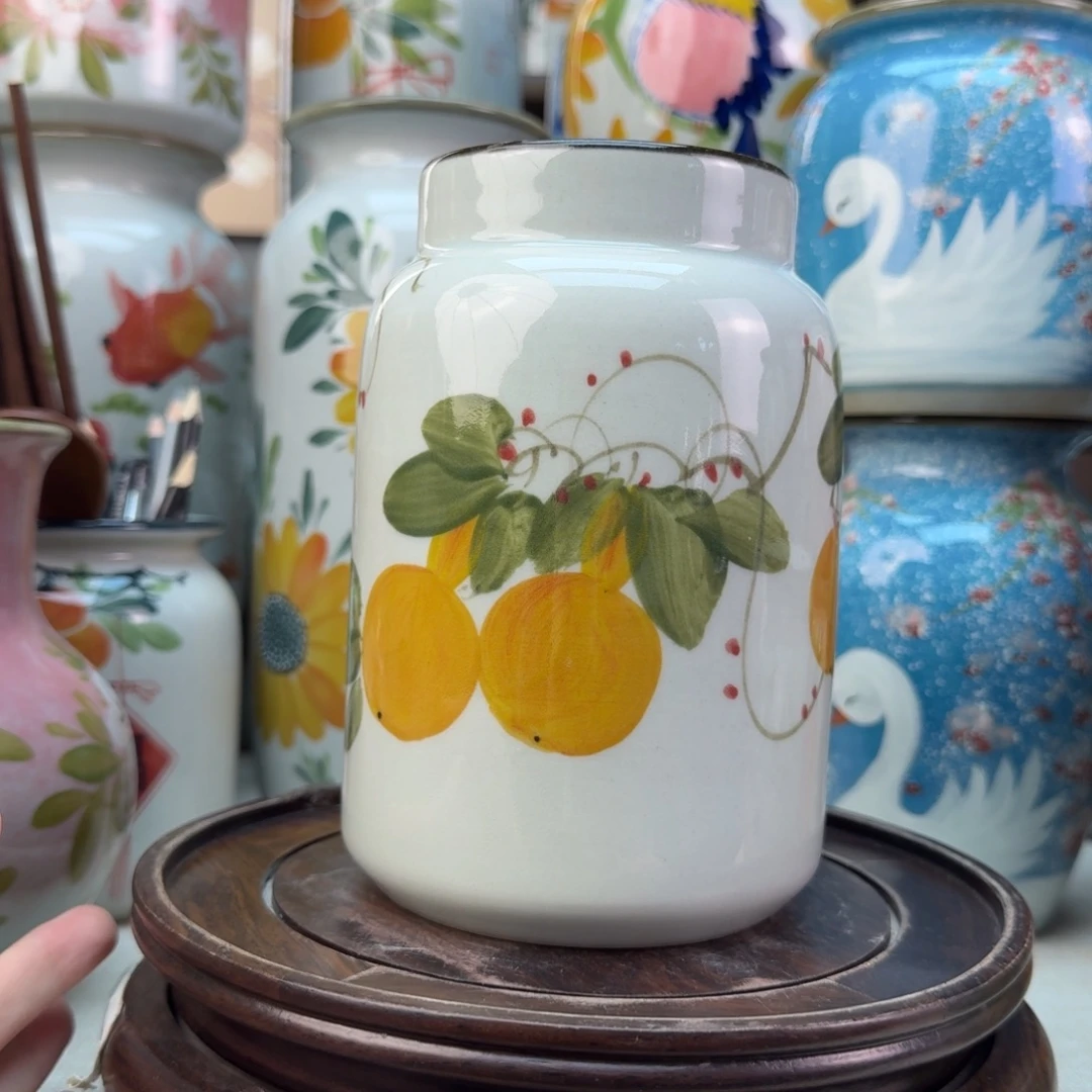 喜***黑景德镇陶瓷手绘花瓶无孔