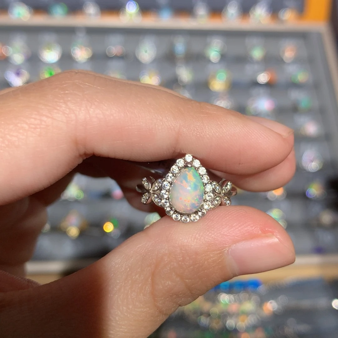 银S925镶嵌欧泊欧泊戒指y