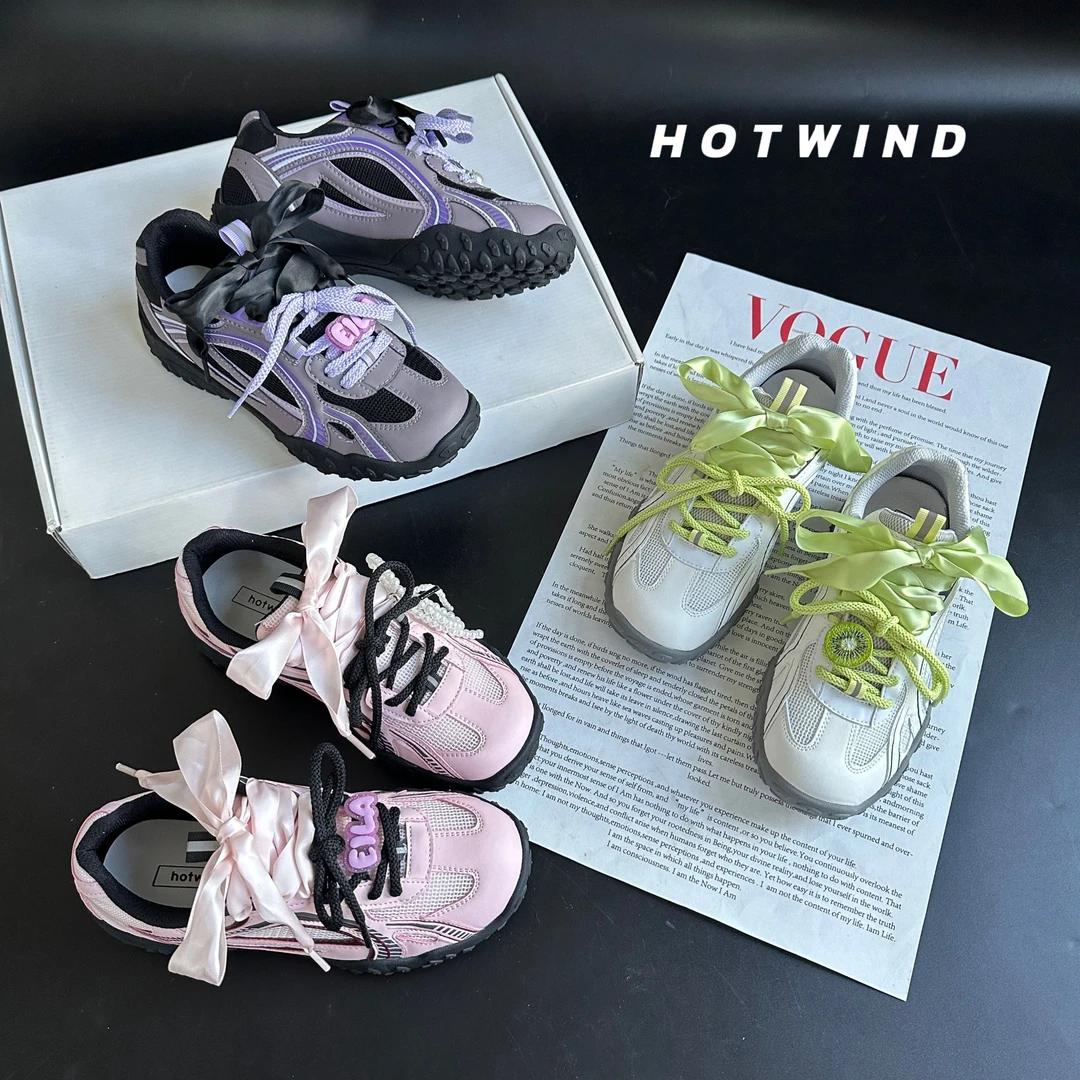 Hotwind/热风2025春季新款女士德训鞋ins风运动休闲软底德迅鞋