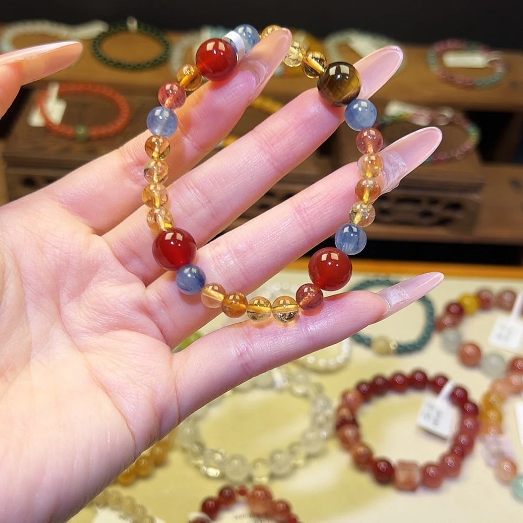 银S925镀金镶嵌手串水晶黄1583