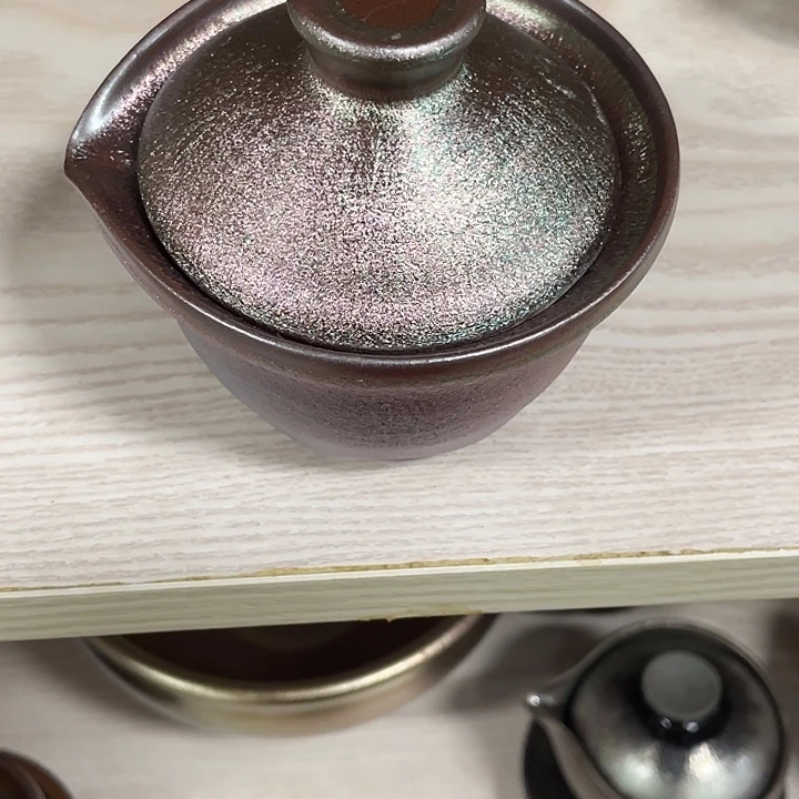 闲***步茶盏两才盖碗七彩蓝