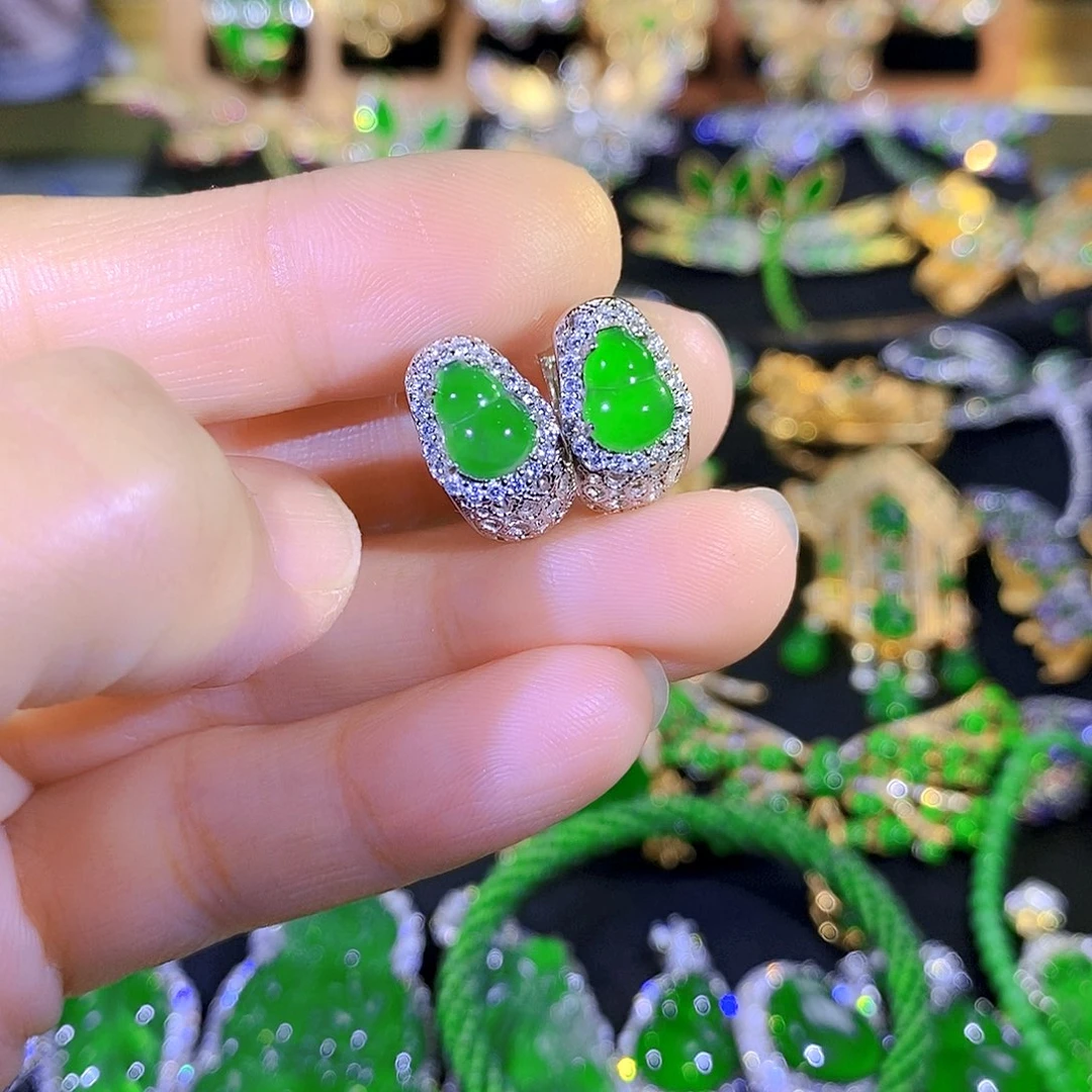 吊坠(不含链)银S925镶嵌翡翠