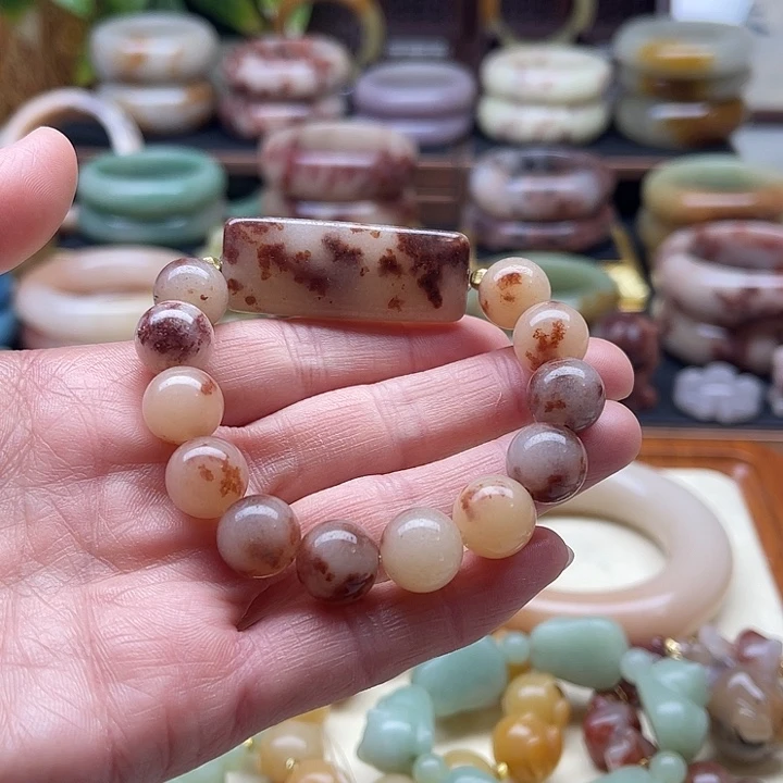 木变石9K金镶嵌手镯