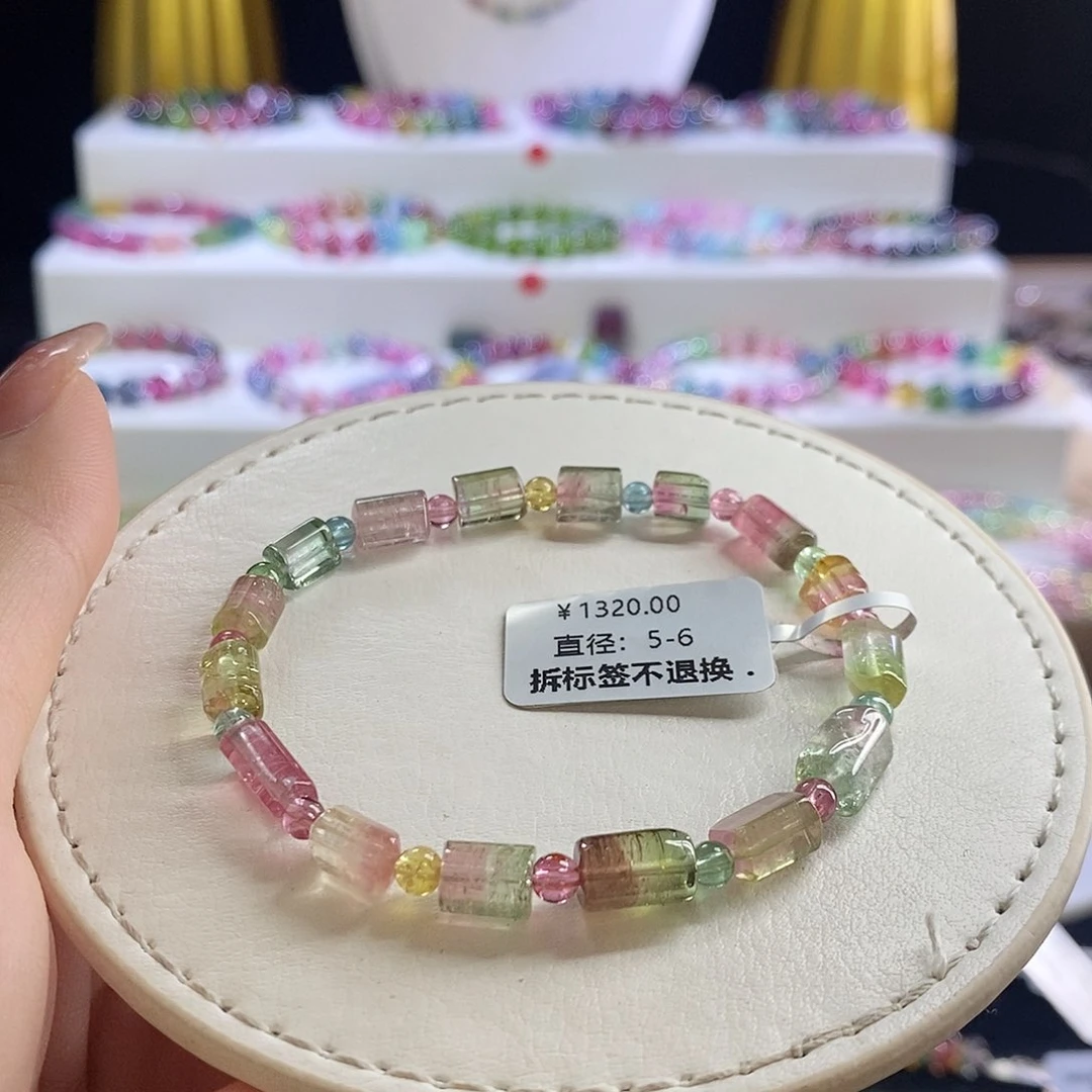 未镶嵌手链碧玺西瓜方糖
