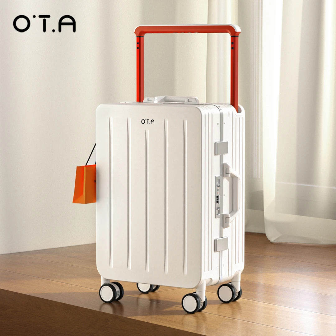 OTA铝框高档密码箱旅行箱复古风夹层拉链袋男女通用宽拉杆行李箱
