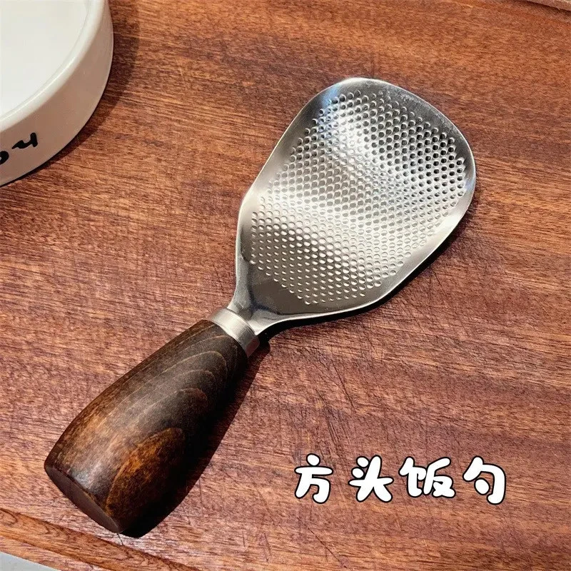 【厂家冲量】方头不锈钢立式木柄盛饭勺米饭勺不粘厨房家用易清洗
