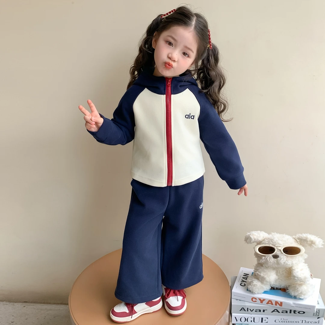 女童运动套装春秋新款儿童拼色外套时髦洋气秋装女宝宝休闲两件套