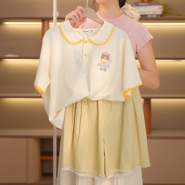 女童夏季短袖POLO衫T恤套装中大童女孩夏装薄款中裤两件套