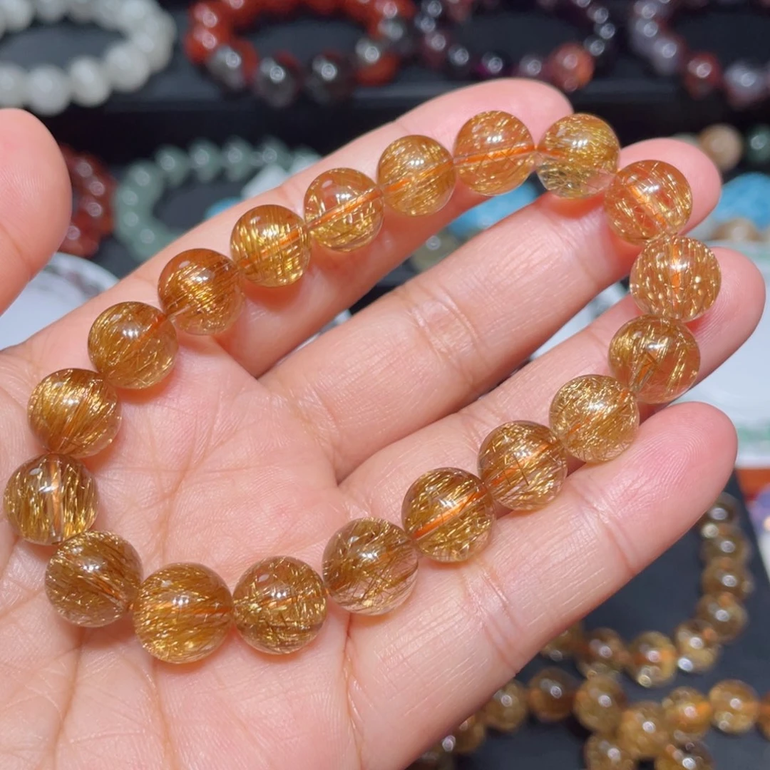 水晶手链未镶嵌发晶手链，晶体通透