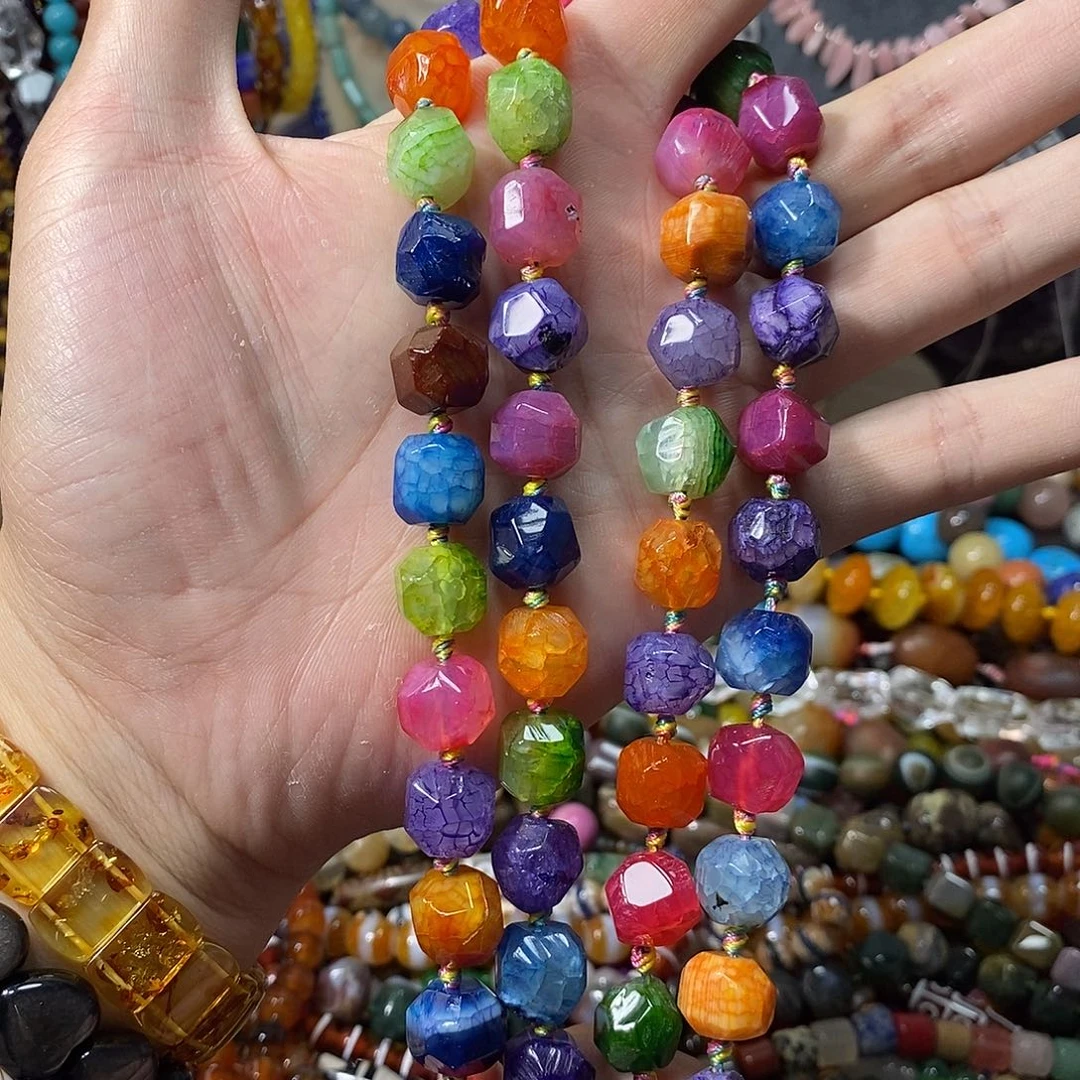 石英质玉未镶嵌，龙鳞玛瑙多宝随行切13mm，