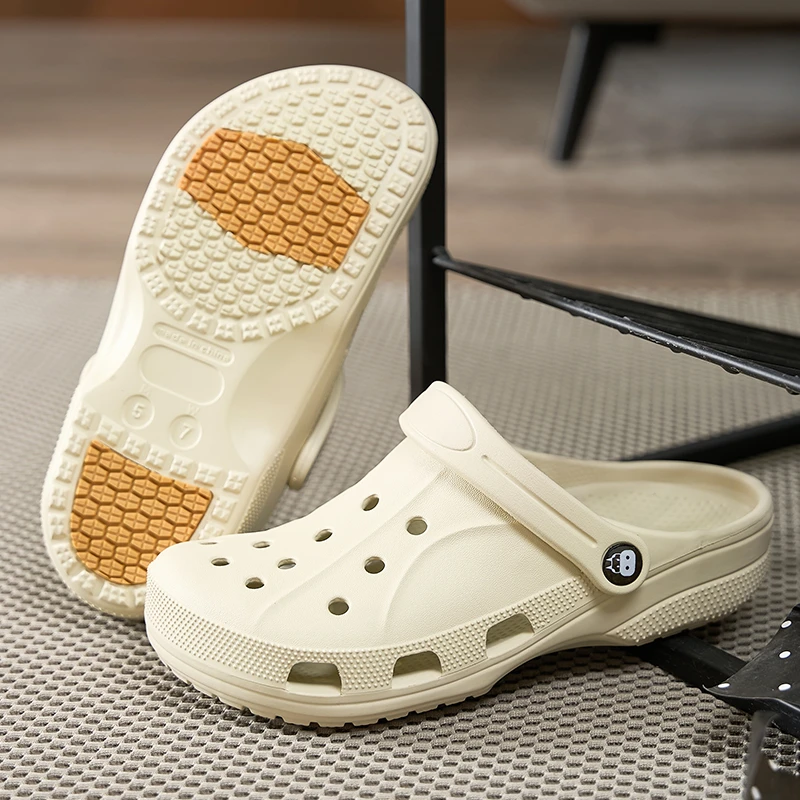 贝雅洞洞鞋男女同款时尚户外休闲沙滩鞋夏季防滑防臭百搭包头拖鞋
