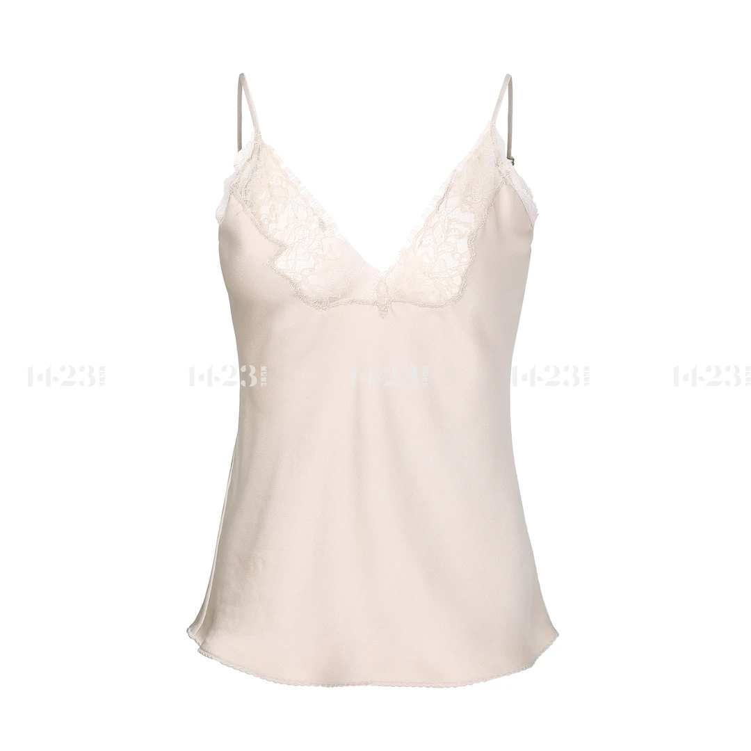 1423【香榭美人】V领蕾丝拼接百搭时尚吊带