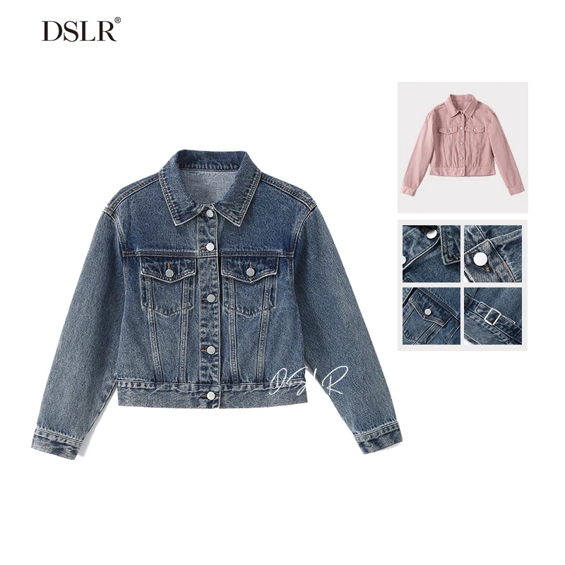牛仔夹克韩版宽松浅色牛仔外套短款小个子