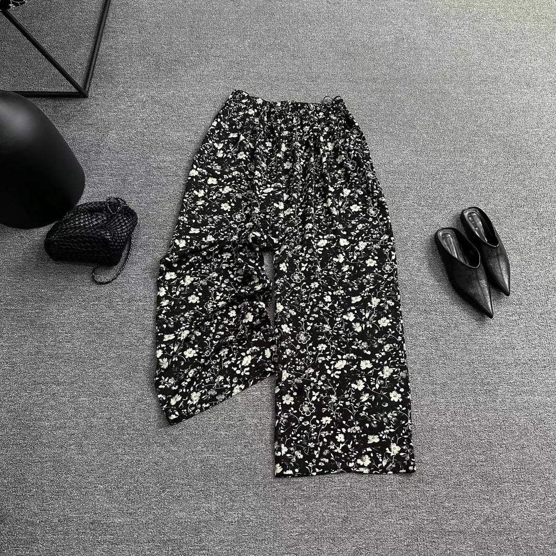 瑶睿安No退No换！！慎拍 ！直筒裤子阔腿裤碎花拖地长裤 247